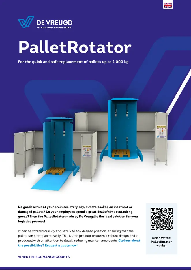 Front cover of the ‘PalletRotator’ brochure